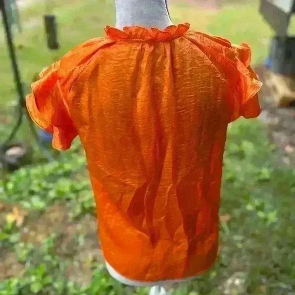 Steve Madden NWT orange blouse shirt top. Flutter cap sleeves. UT VOLS - Picture 5 of 6